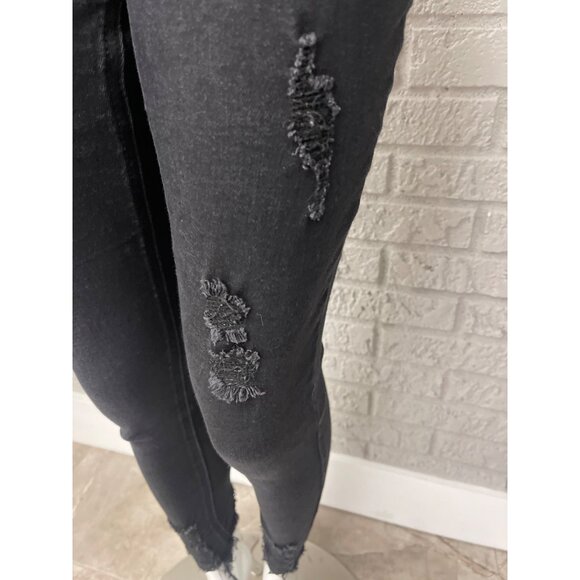 Wax Jean Women Black Stretch Distressed Skinny Jeans Size 9 /29 - Picture 3 of 11